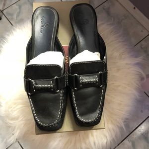 Black slide on loafers
